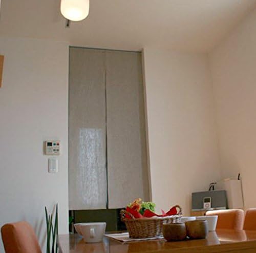 Miniatura 2 de Sunnyday - Cortina de tela de lino 100% para puerta (33.5 pulgadas de ancho x 66.9 pulgadas de alto), tapiz noren japonés, beige gris, para