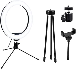 ROYAUX 10 inch Ring Light with Tripod Stand Phone Holder USB Powered Circle Light for Phone Selfie Photo Video Recording Conferencing Streaming Zoom Meeting