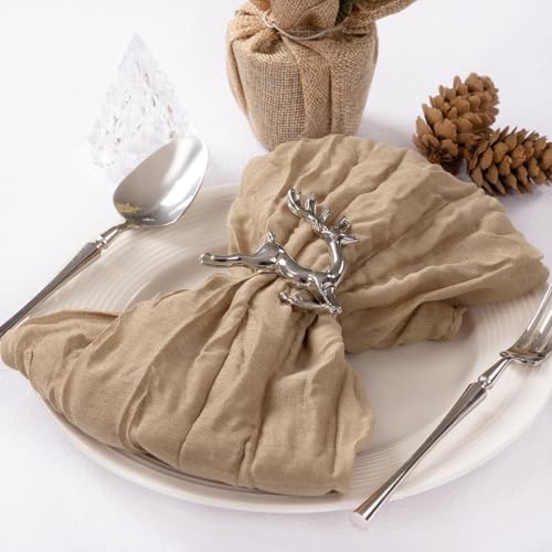 Image of MLMC 24 Pack Nude Cheesecloth Napkins Boho Rustic Gauze Cloth Napkins Washable 21 inchx21 inch for Wedding Bridal Shower Birthday Anniversary Dinner Decor