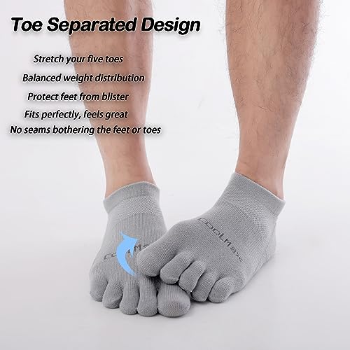 Toe Socks for Men Women Coolmax Cushioned Five Finger Socks 3 Pairs Athletic Breathable Running Socks3