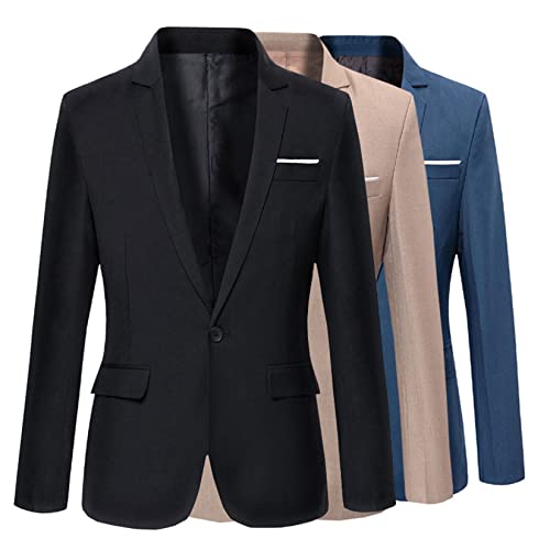 Dawwoti Paletós de terno slim fit casual com um botão blazer casual executivo blazer, Preto, P