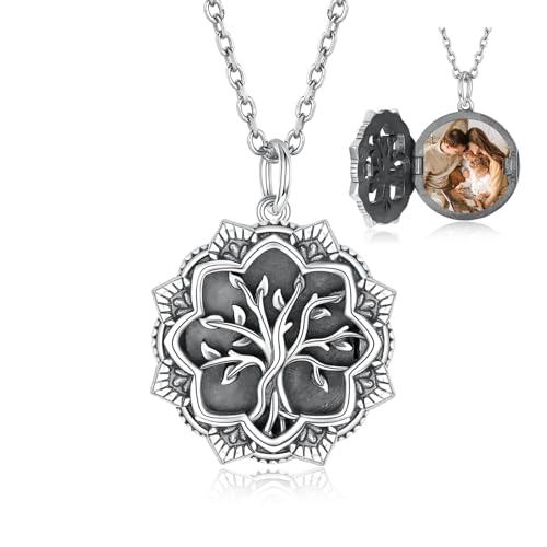 Zepmais Vintage Tree of Life Locket Necklace for Women 925