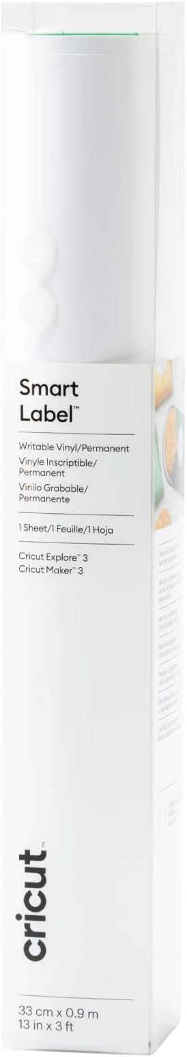 Cricut Smart Label Writchyle Permanent | Blanc | 0,9 m (3 pieds) | Roll en vinyle auto-adhésif | Pour une utilisation Explore 3 Maker 3, 0,9m (3ft), 2009445