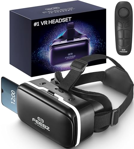 FEEBZ 3D VR Headset for Kids 2.0 + Android Remote - for iPhone & Android Phones | with 3D VR Videos & Apps Links | Virtual Reality Goggles Set for Beginners