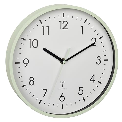 TFA Dostmann Horloge Murale analogique Radio-pilotée, 60.3550.04, Moderne Montre, pour Bureau, Maison, Cadeau, Menthe