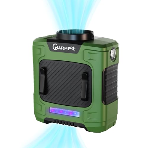 Image of Waist Fan - 10000mAh Rechargeable, 24H Cooling, 16000RPM Strong Airflow, 3-Speed Portable Belt Fan with LED SOS & Red-blue Warning Light for Jobsite, Camping, Travel, Farming