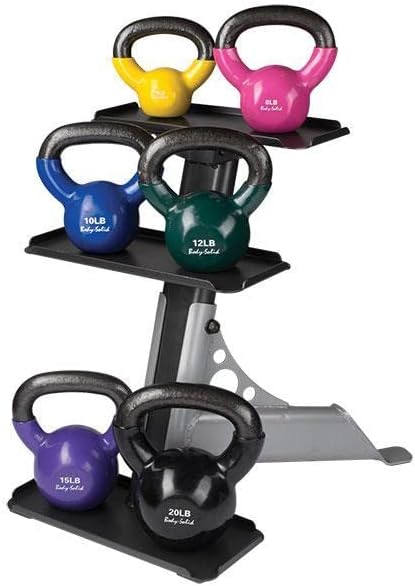 Body-Solid Pesas rusas recubiertas de vinilo con asas de agarre de hervidor, pesas rusas perfectas para entrenamiento con pesas y equipos de