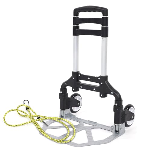 ZAICOLER Carretilla de Mano Plegable y Compacta de Aluminio para Soporte Resistente, Carrito de Equipaje de Viaje con Varillas Ajustables, para Compras y Viajes