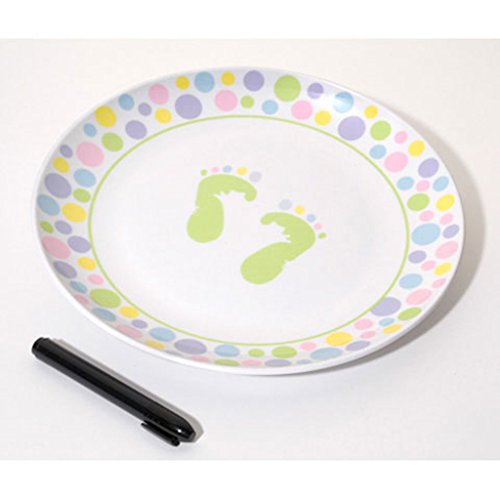 Autograph Plate with Marker - Baby Feet Design - Pastel
