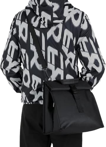 Image of Insulated Lunch Bag with Roll-Top Closure, Adjustable Shoulder Strap, Black, Multiple Colours Available (SQ)