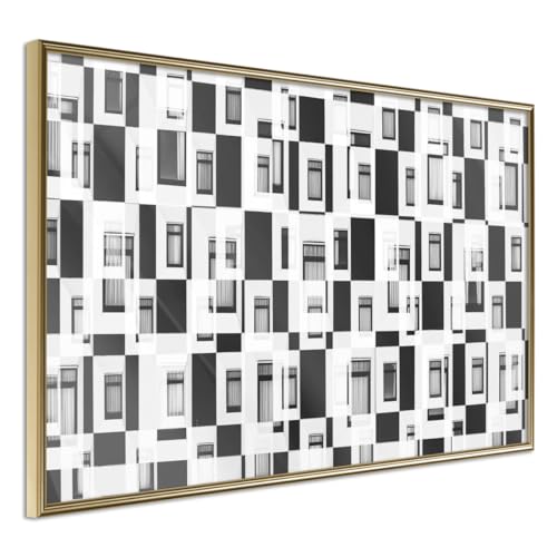 Affiche modern public housing encadrée or 45x30 cm pour salon chic