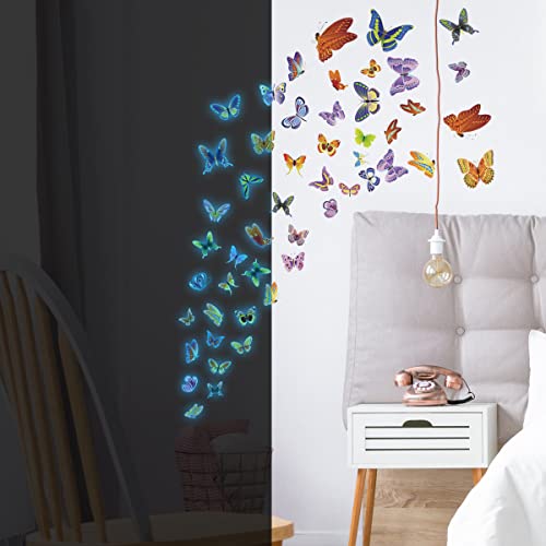 Glow Butterfly Wall Stickers, Butterfly Star Heart Wall Decals For Kids Room Little Girls Bedroom Nursery Playroom Daycare Classroom Parties Decoration #TOP9