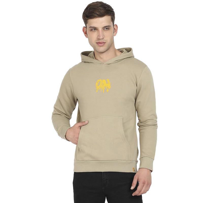 Image of CAHOOT Men's Dark Blue Zip-Front Hoodie with Contrast Drawstring for Casual Wear | Long Sleeve | Hooded Neck | Zipper Closure | Cotton Sweatshirt Crafted with Comfort Fit for Everyday Wear