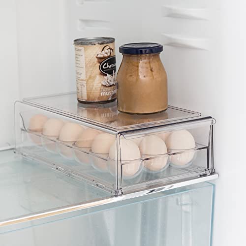 Egg Container For Refrigerator Bpa Free Refrigerator Organizer Bins,Stackable Egg Holder For Refrigerator,18 Egg Tray,Clear #TOP6
