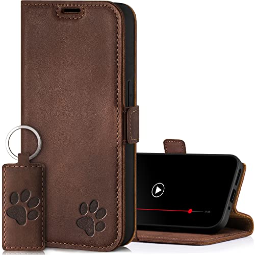 Housse Galaxy A15 cuir véritable avec motif pattes pour le quotidien