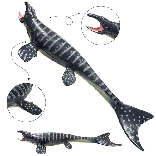 Image of SmilerSmile 10.6 inch Grey Mosasaurus Figurine Plastic Sea Creature Toy for Toddlers