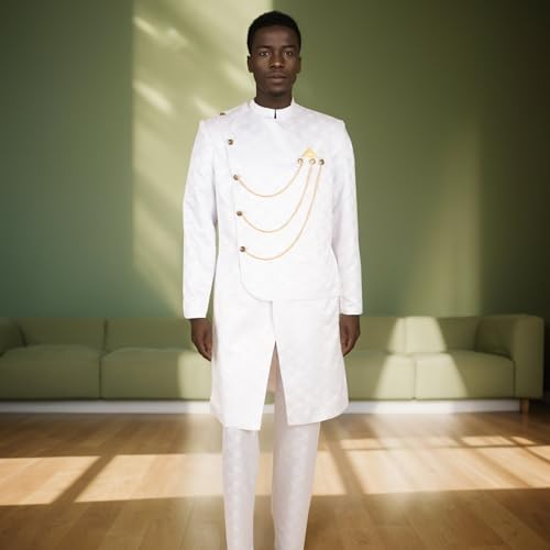African Suits for Men Dashiki Jackets and Pants 2 Piece Set African Clothes with Kerchief Groom for Wedding3