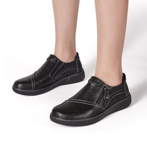 Image of Women Casual Slip on Leather Loafers Dress Walking Shoes
