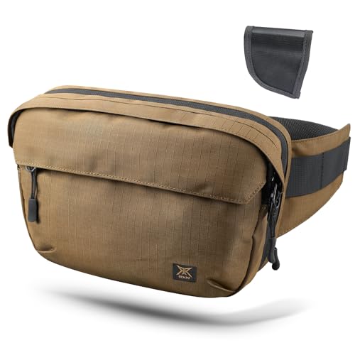 Tactical Fanny Pack for Men Women, Security Carry Crossbody Bag, Anti Theft EDC Waist Bag for Hiking Hunting (Adjustable Up to 57