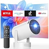 Mini Projector 4K with WiFi and Bluetooth, Android 11.0 Auto Keystone 1080p Portable Video Projectors with Hi-Fi Speaker, 220° Rotation Smart Projector for Home Cinema Bedroom,HDMI/TV-Stick