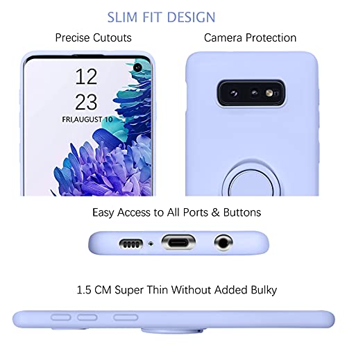 Telaso Samsung Galaxy S10E Case, Slim Silicone | Kickstand With 360° Ring Holder | Support Car Mount | Soft Gel Rubber Hybrid Bumper Galaxy S10E Phone Case Cover For Girls Women, Purple/Lavender #TOP4