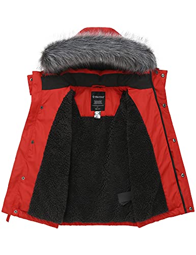 Image of wantdo Boys' Winter Coat Waterproof Puffer Jacket with Detachable Hood | Removable Faux Fur Hood,5000mm Waterproof,Fleece Lined,Outerwear,Machine Washable
