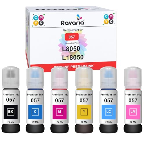 Image of 057 Compatible Ink for Ep L8050 L18050 Printer. (057 Ink Full Color Set 6 Color)
