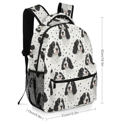 English Springer Spaniel Dog Funny Backpack Casual Daypack Lightweight Shoulders Bag for Men Women Cute Print2