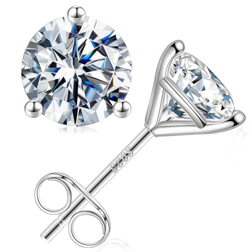 SMILEST 0.2-4CT Martini Moissanite Earrings for Women Men, D Color VVS1 Clarity Lab Created Moissanite 14K White Yellow Rose Gold Black Ruthenium Vermeil 925 Sterling Silver Moissanite Stud Earrings