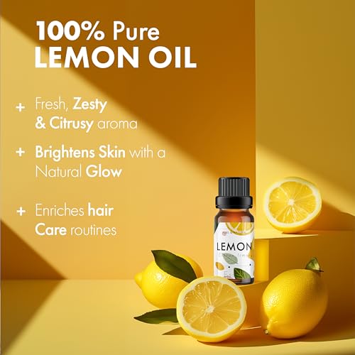 Image of Esslux Lemon Essential Oil for Skin Care and Relaxation - Natural Lemon Oil for Cleaning - 100 Pure Therapeutic Grade Essential Oils for Aromatherapy - 120ml