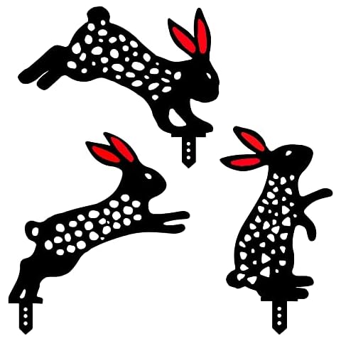 Keleily Garden Ornaments,3Pcs Yard Art Garden Acrylic Rabbit Garden Decorative Garden Sculptures Ornaments Rabbit Yard Art Animal Silhouette Garden for Yard Garden Outdoor Lawn Decoration Cover