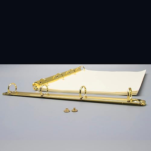 Miniatura 4 de Juego de 2 piezas de mecanismo de carpeta de 4 anillos A4, mecanismo de cuaderno A4, kit de repuesto de clip de metal dorado, carpeta de anillos