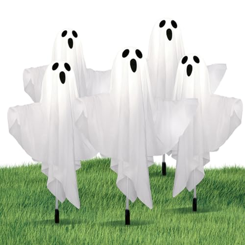 Biniveil Luces LED Solares De Fantasmas para Halloween | Iluminación Solar para Senderos De Halloween Decoración Exterior - Decoración Exterior para Fiestas De Jardín Patio Verja Pasillo