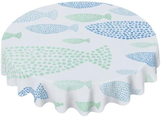 Mantel redondo con estampado de océano, mantel con estampado de pescado, lavable, resistente a las arrugas, para el hogar, cocina, comedor, picnic,