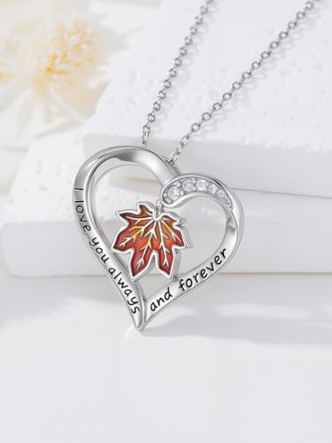 Dorunmo Thanksgiving Necklace 925 Sterling Silver Heart Pendant Necklaces for Women Holiday Festive Jewelry Turkey/Pumpkin/Maple Leaf Pendant Necklace4