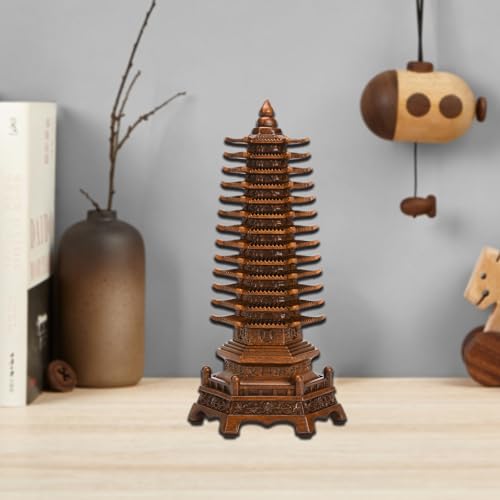 Estatua de Pagoda Fengshui de Resina Marrón 11.4'' miniatura 7