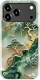 DorisMax for iPhone 17 Pro Max Case - Wireless Charging Compatible - Dual-Layer Hard Shell + Silicone Cover - Shockproof Protective Phone Case with Stylish Designs for Women - Gold Inlaid Jade Carving