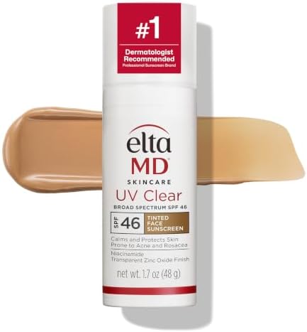 EltaMD UV Clear Tinted Face Sunscreen with Zinc Oxide, SPF 46, 1.7 oz