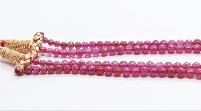 Beautiful 2 Strands Pink Ruby Jade Bead Necklace 6-8-10mm Round Gemstone Regular Beads Adjustable 19" Wedding Jewelery Necklace For Women