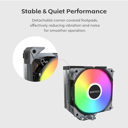 Image of MONTECH NX400 ARGB - CPU Cooler, Single Tower, 4 Advanced Heat Pipes, 52-fin Heat Sink, E28, 120mm FDB Static Pressure Fan, 28mm Fan Thickness, Corner-Cover Footpads, Polished Top Cover, ARGB - Black