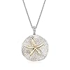 Ross-Simons 0.10 ct. t.w. Diamond Sand Dollar Necklace in Sterling Silver and 14kt Yellow Gold