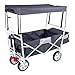 Produktbild Faltbarer Handwagen mit abnehmbarem Dach & Teleskopgriff, 2 Netztaschen & Kühltasche | Bollerwagen Transportkarre Gerätewagen | Vorderrad-Bremse | klappbar | Vollgummi-Reifen | bis 100 kg Tragkraft