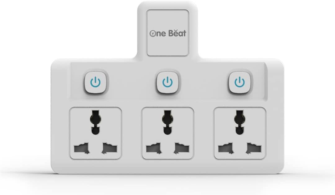 One Beat Cordless Extension Board with Individual Switch-Multi Plug Socket with 3 Sockets - Flex Board with Safety Shutter Protection