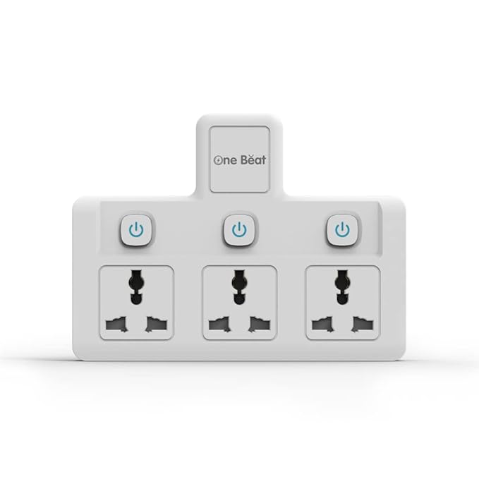 One Beat Cordless Extension Board with Individual Switch-Multi Plug Socket with 3 Sockets - Flex Board with Safety Shutter Protection