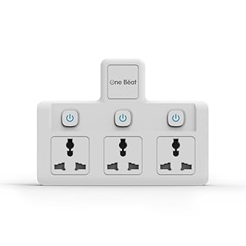 One Beat Cordless Extension Board with Individual Switch-Multi Plug Socket with 3 Sockets - Flex Board with Safety Shutter Protection