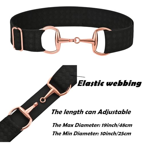 1.5 inch Equestrian Elastic Belt,Women's Snaffle Bit Buckle Belt,Horses Belt Good Luck Key Strap for Horseback Riding2