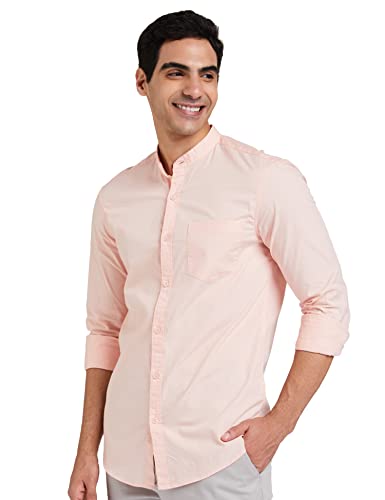 Image of Amazon Brand - Symbol Men's Cotton Shirt | Chinese Collar | Casual | Plain | Full Sleeve | Summer - Regular Fit (Available in Plus Sizes)