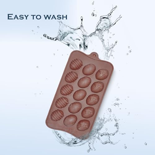 Image of HS Easter Egg Silicone Mould, Non-Stick Food Grade Silicone Mould for Chocolate, Candy, Jelly & Ice Cube (Brown)