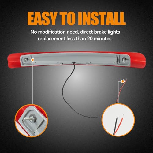 Image of Third 3rd Brake Light LED for 1998-2007 Toyota Land Cruiser, High Mount Rear Brake Lights Assembly for 98-07 Toyota Land Cruiser without Spoiler, Waterproof Center Cab Lamp Stop Light (Red)