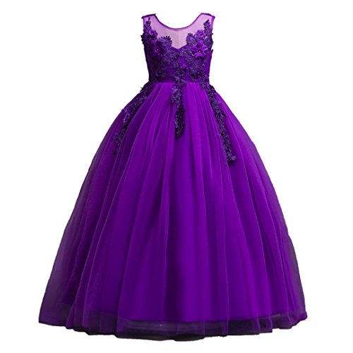 Preisvergleich Produktbild Trada Kinder Kleid, Prinzessin Blumenmädchen Brautjungfer Festzug Lace Tutu Tüll Kleid Hochzeitskleid Partyskleid Karneval Festzug Cocktailkleid Fotografie Lace Up Tüll Festzug Abendkleid (140, Lila)